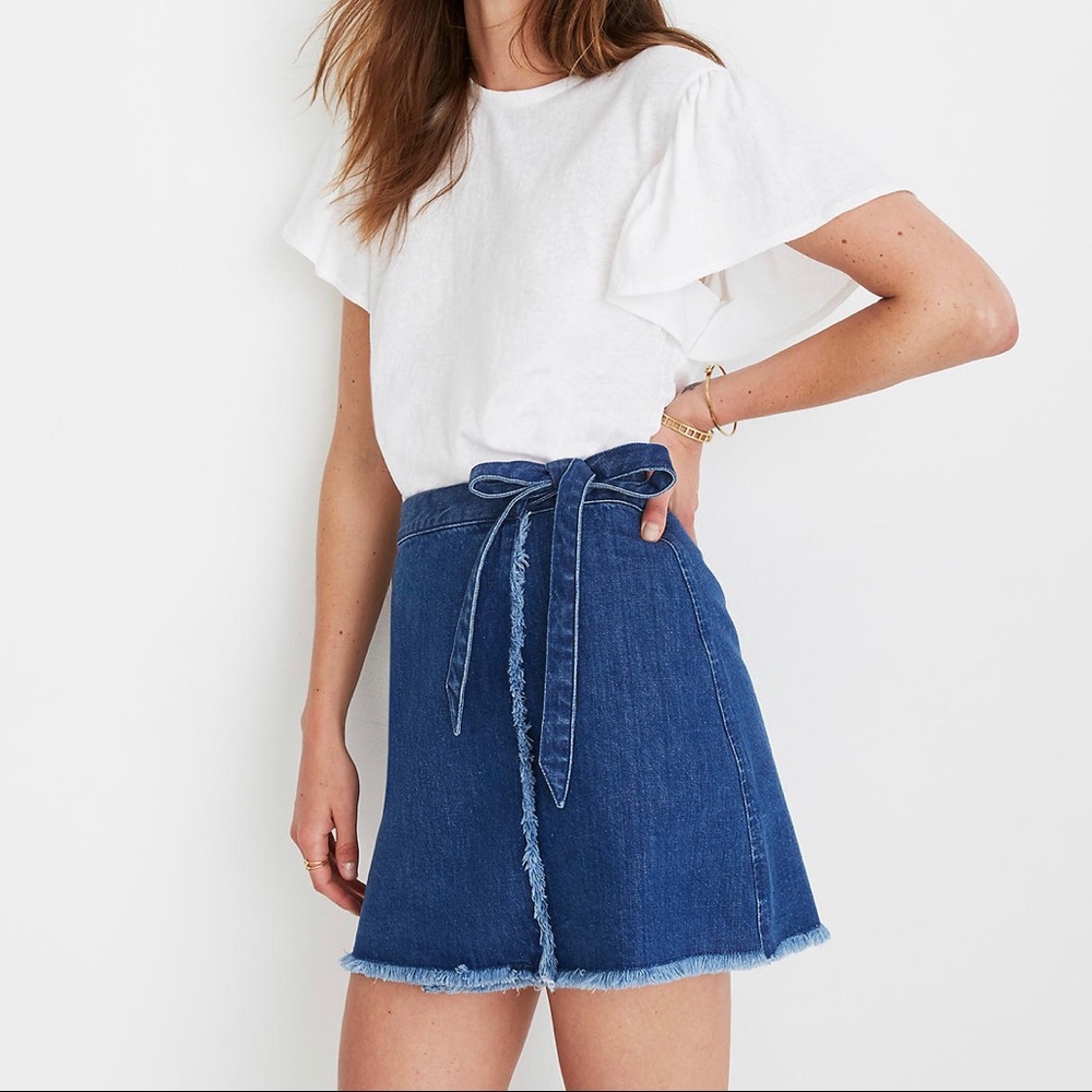 MADEWELL Raw Hem Denim Wrap Skirt - Picture 4 of 11